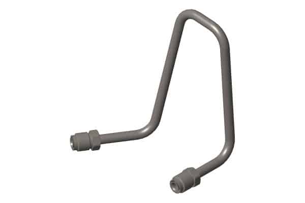 Cummins 2882560 pressure sensing tube for ISX15/QSX15 engines – OEM steel tube with threaded ends for pressure monitoring.